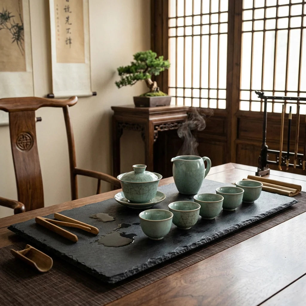 Ancient Ru Kiln Kung Fu Tea Set — 8-Piece Handcrafted Ceramic